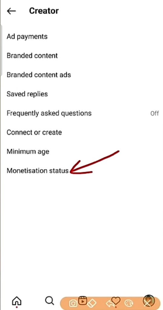 Click on Monetization Status option