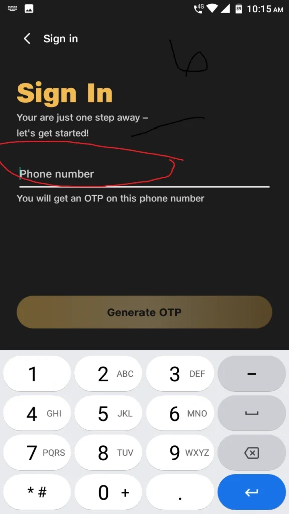 Enter mobile number